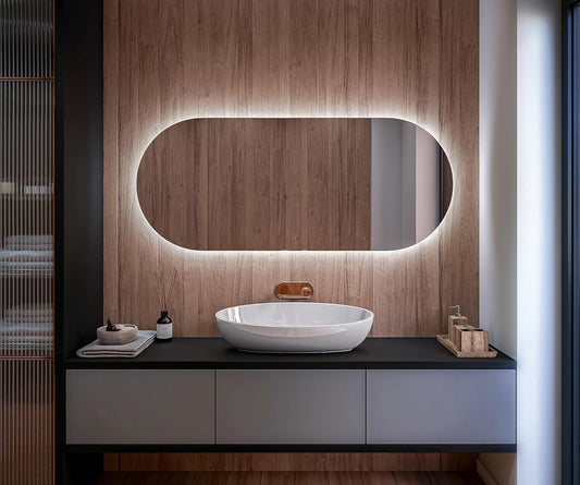 Edição especial – Espelho redondo slim com LED 80 x 40 cm