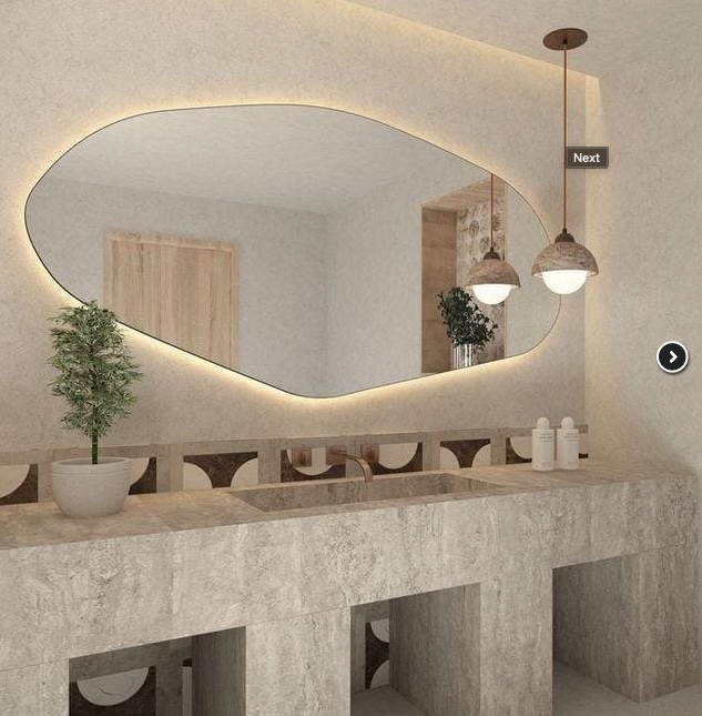 Espelho orgânico irregular com LED – 2,10 m x 0,80 m | Linha PRIME -  Liquidação