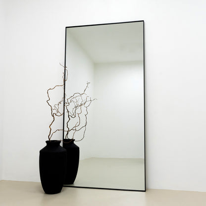 Espelho de corpo inteiro extra grande em metal preto, 200 cm x 100 cm
