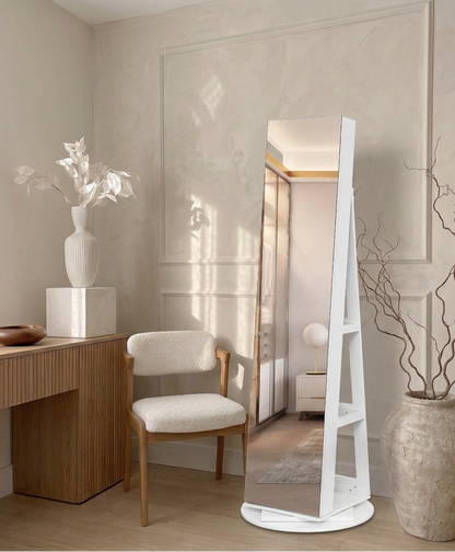 Haus 360° espelho de chão: armário para joias e organizador integrado