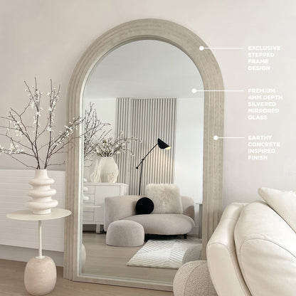 Haus Luciana – espelho de corpo inteiro mit design arqueado in efeito betão (180 cm x 110 cm)