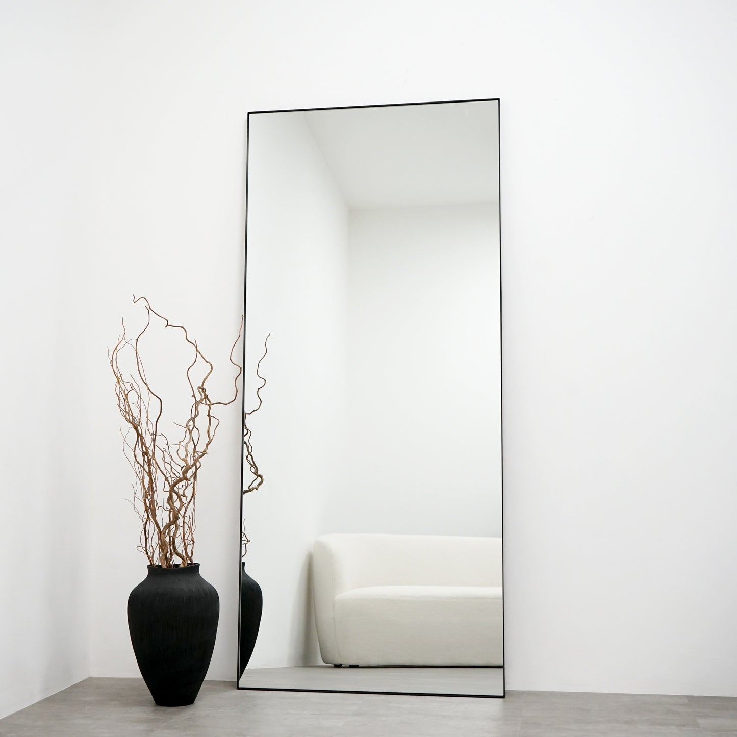 Espelho de corpo inteiro grande, retangular, em metal preto, 179 cm x 80 cm
