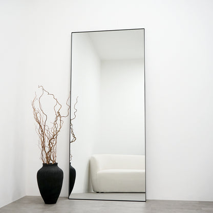 Espelho de corpo inteiro grande, retangular, em metal preto, 179 cm x 80 cm