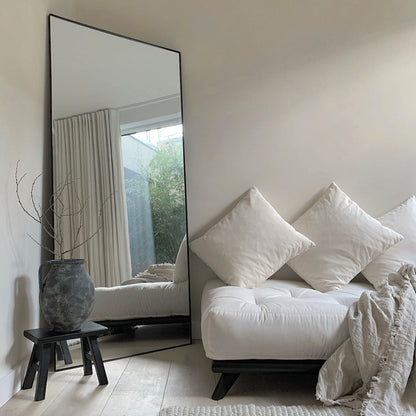 Espelho de corpo inteiro grande, retangular, em metal preto, 179 cm x 80 cm