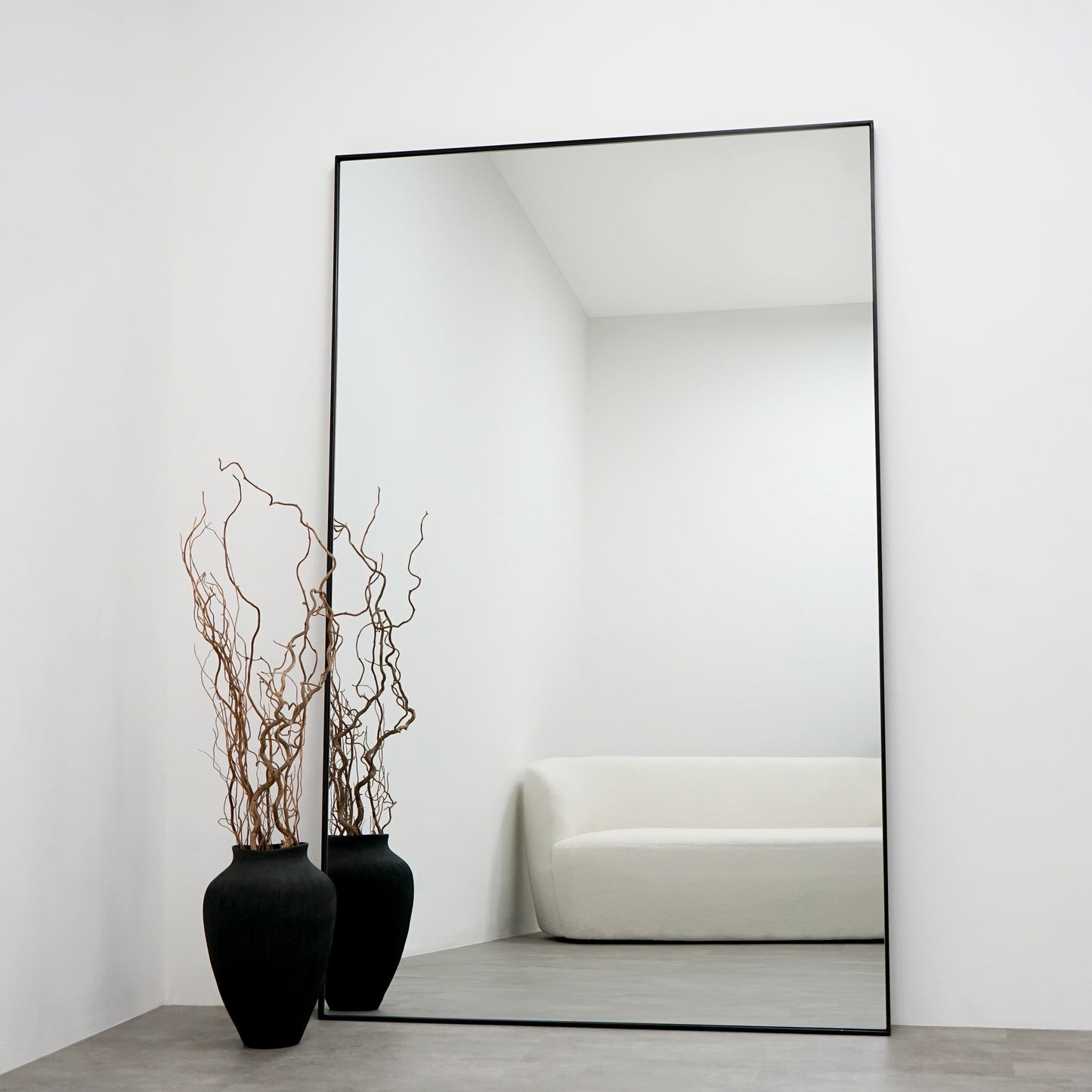 Espelho de corpo inteiro em metal preto, extra grande, 190 cm x 120 cm