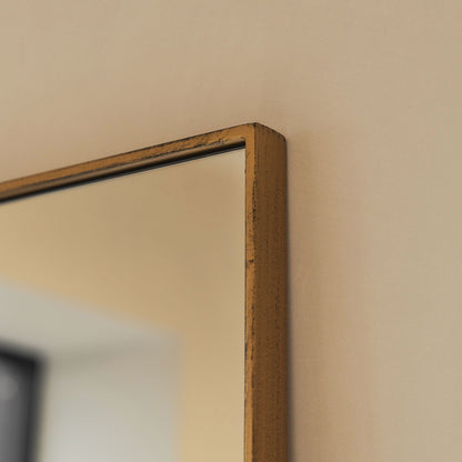 Haus Theo – Extra Grande Rechteckiges espelho de corpo inteiro aus Metall in Dourado (190 cm x 120 cm)