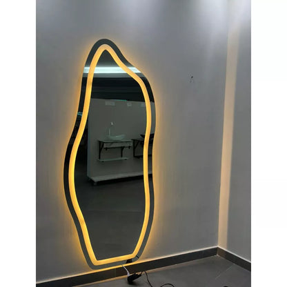 Haus Theo - Organischer espelho Flame E06 150x60cm 170x70cm com LED branco quente mate 3000k